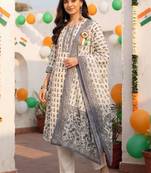Women Ethnic Motifs Printed Cotton Kurta with Trousers & With Dupatta