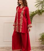Women Ethnic Motifs Embroidered Thread Work Kurta with Palazzos