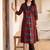 Women Printed Empire Thread Work Cotton Kurta with Trousers
