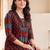 Women Printed Empire Thread Work Cotton Kurta with Trousers