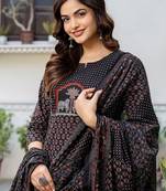 Women Ethnic Motifs Printed Cotton Kurta with Trousers & With Dupatta