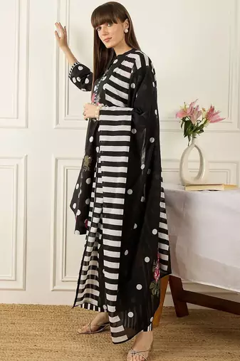 Women Floral Printed Cotton Kurta with Palazzos & With Dupatta