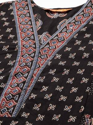 Ethnic Motifs Printed Panelled Cotton Kurta with Trousers & Dupatta 2