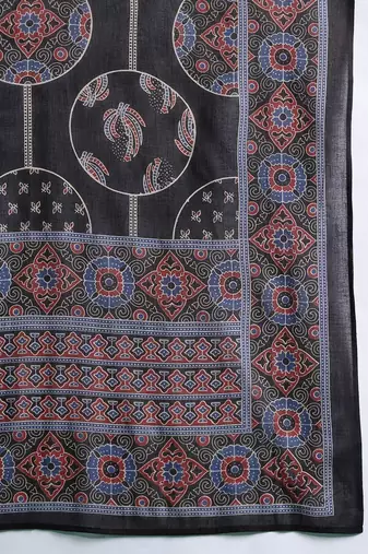 Ethnic Motifs Printed Panelled Cotton Kurta with Trousers & Dupatta