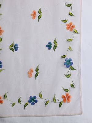 Floral Printed Empire Thread Work Cotton Kurta with Trousers & With Dupatta 2