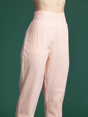 Floral Printed Empire Thread Work Cotton Kurta with Trousers & With Dupatta 3