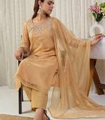 Women Ethnic Motifs Embroidered Sequinned Kurta with Trousers & With Dupatta
