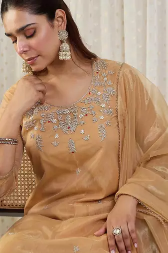 Women Ethnic Motifs Embroidered Sequinned Kurta with Trousers & With Dupatta
