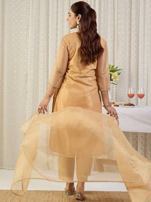 Women Ethnic Motifs Embroidered Sequinned Kurta with Trousers & With Dupatta 5