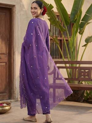 Women Ethnic Motifs Embroidered Thread Work Kurta with Trousers & With Dupatta 3