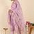 Women Floral Printed Thread Work Linen Kurta with Trousers & With Dupatta