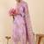 Women Floral Printed Thread Work Linen Kurta with Trousers & With Dupatta
