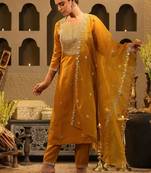 Women Ethnic Motifs Embroidered Kurta with Trousers & Dupatta