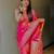 Pink soft silk blend saree with zari weaving meenakari design