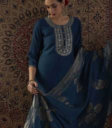 Ethnic Motifs Embroidered Thread Work Kurta With Trousers & Dupatta