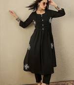Women Ethnic Motifs Embroidered Panelled Thread Work Cotton Kurta with Trousers