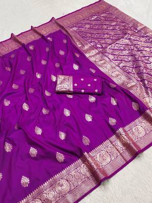 Wine soft silk blend saree with zari weaving meenakari design 1