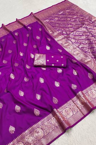 Wine soft silk blend saree with zari weaving meenakari design