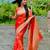 Orange soft silk blend saree with zari weaving meenakari design