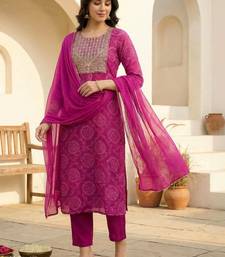 Women Ethnic Motifs Printed Thread Work Kurta with Trousers & Dupatta