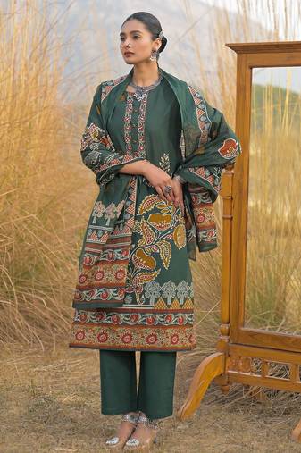 Women Ethnic Motifs Printed Cotton Kurta with Trousers & With Dupatta