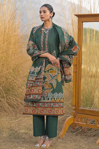 Women Ethnic Motifs Printed Cotton Kurta with Trousers & With Dupatta