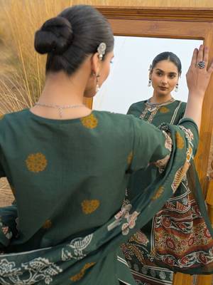 Women Ethnic Motifs Printed Cotton Kurta with Trousers & With Dupatta 7