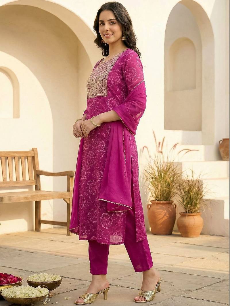 Women Ethnic Motifs Printed Kurta with Trousers & With Dupatta