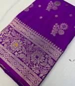 Wine soft silk blend saree with zari weaving meenakari design