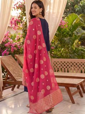 Women Ethnic Motifs Embroidered Thread Work Kurta with Trousers & With Dupatta 4