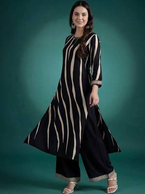 Women Leheriya Printed Beads and Stones Kurta with Palazzos 1