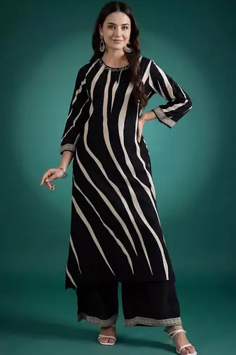 Women Leheriya Printed Beads and Stones Kurta with Palazzos