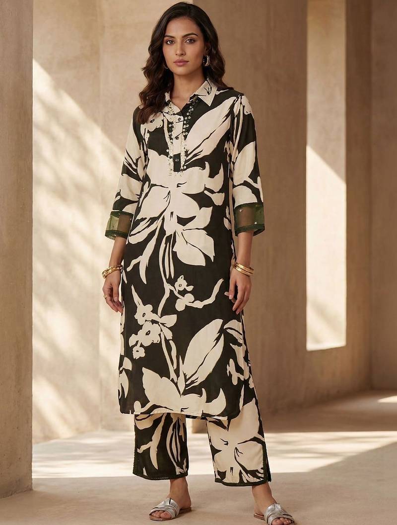 Women Floral Printed Kurta with Trousers