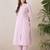 Floral Embroidered Mandarin Collar Thread Work Cotton Kurta & Trouser