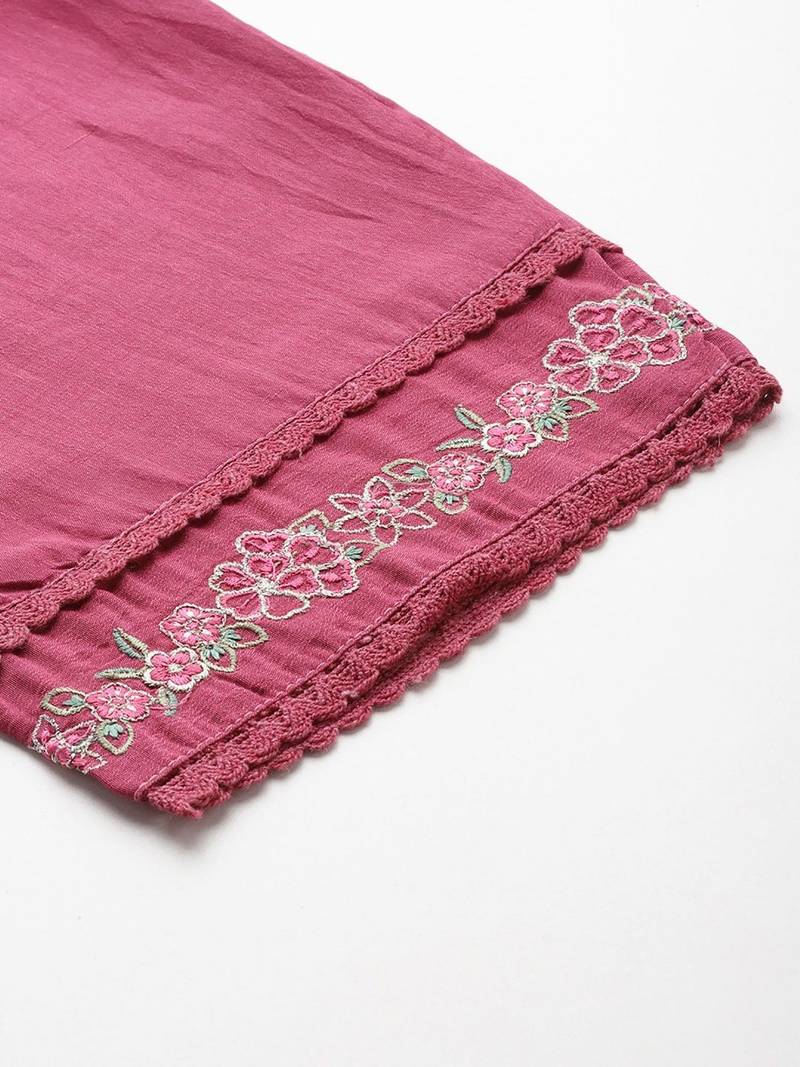 Women Ethnic Motifs Embroidered Thread Work Kurta with Trousers & With Dupatta