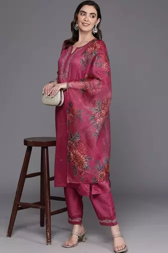 Women Ethnic Motifs Embroidered Thread Work Kurta with Trousers & With Dupatta