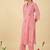 Checked V Neck Thread Work Cotton Straight Kurta With Trousers