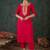 Floral Yoke Design Round Neck Zari Straight Kurta With Trousers & Dupatta