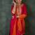 Floral Yoke Design Round Neck Zari Straight Kurta With Trousers & Dupatta