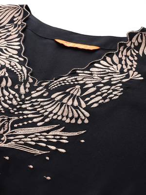 Solid Kurta with Trousers with Embroidered Detail 2