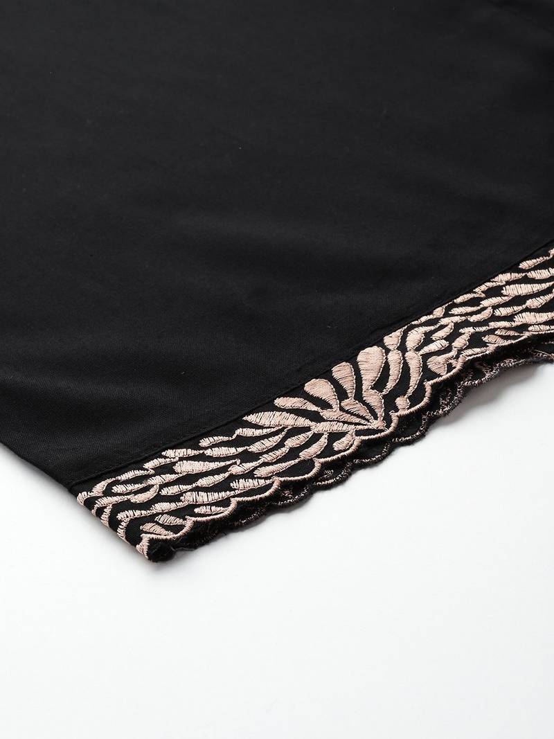 Solid Kurta with Trousers with Embroidered Detail