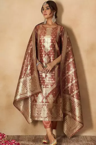 Women Ethnic Motifs Kurta with Trousers & With Dupatta