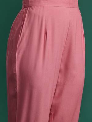 Floral Embroidered Sequinned Cotton Kurta with Trousers 3
