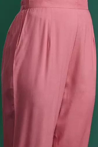 Floral Embroidered Sequinned Cotton Kurta with Trousers
