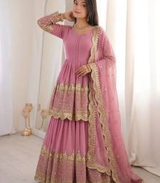 Pink Faux Georgette Embroidered Lehenga Set with Dupatta