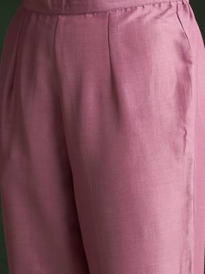 Women Floral Yoke Design Thread Work Kurta with Trousers & With Dupatta 5