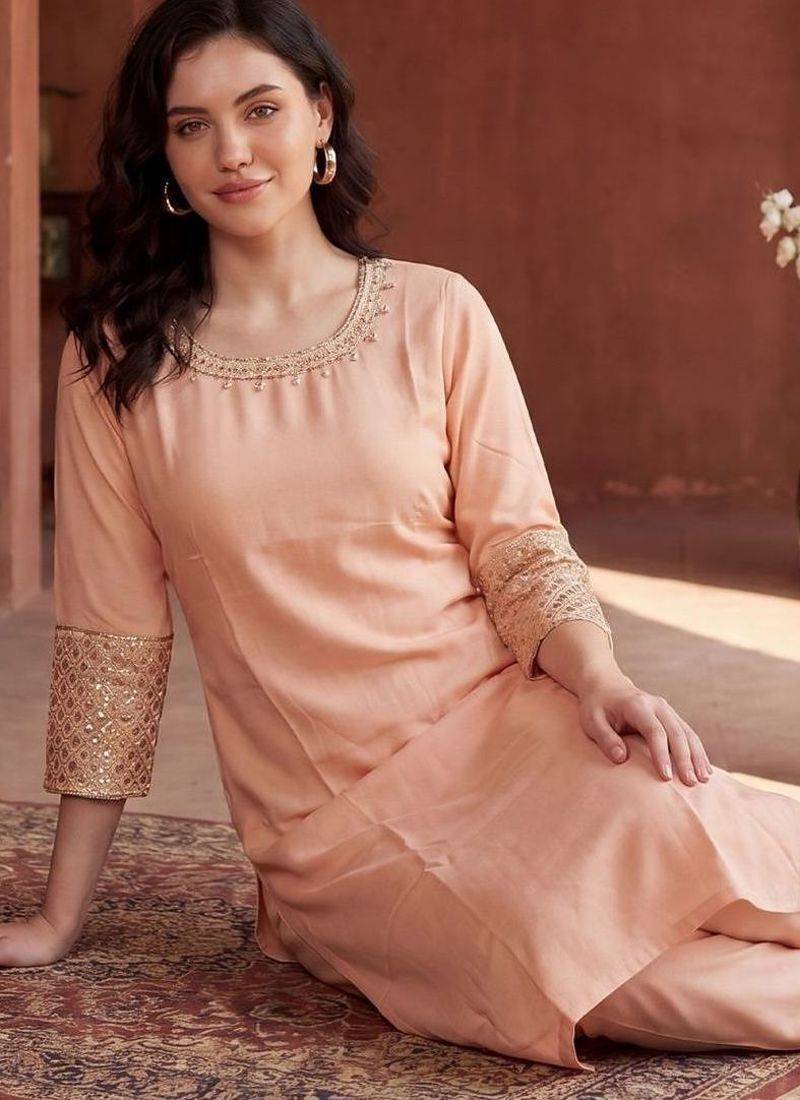 Women Ethnic Motifs Embroidered Sequinned Kurta with Trousers