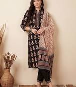 Women Ethnic Motifs Printed Cotton Kurta with Trousers & With Dupatta