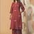 Women Embroidered Thread Work Cotton Kurta with Palazzos
