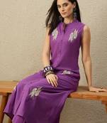 Women Ethnic Motifs Embroidered Thread Work Cotton Kurta with Trousers